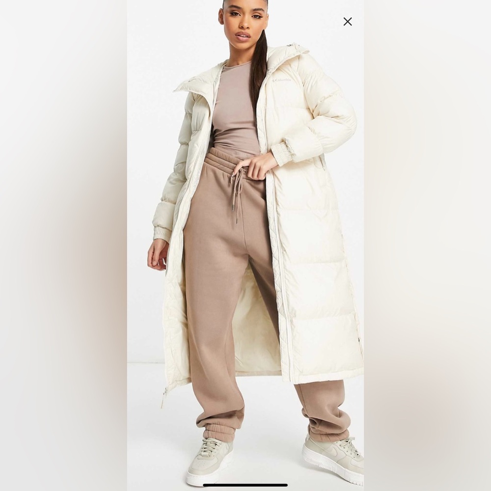 Columbia Pike Lake Long Puffer Coat in cream size L
